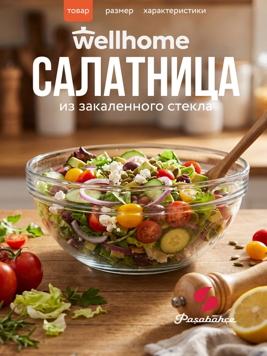 Стеклянная салатница Pasabahce Shefs 120–230 мм, 348–2536 мл - 