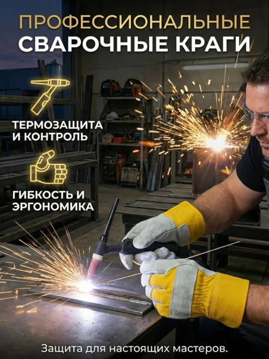 Сварочные перчатки, перчатки сварщика, кожаные EPICA STAR