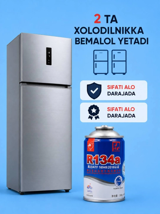 Freon 134, xolodilnik uchun sovutish gazi gazi