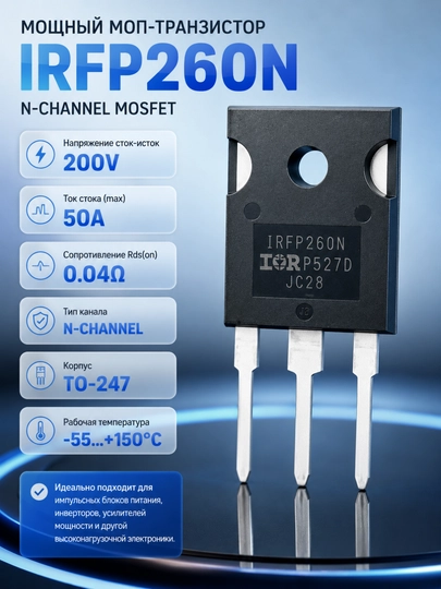 Kuchli N-kanalli MOSFET tranzistor IRFP260N 200V 50A TO-247 kuch maydoni tranzistorlari - 