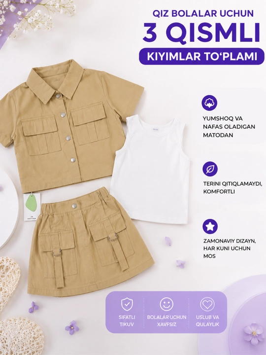 Qiz bolalar kiyimi, bolalar komplekti