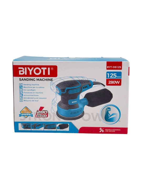 Biyoti ekssentrik silliqlash mashinasi 125 mm: 280 Vt, tezlikni sozlash (BYT-OS125)