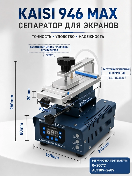 KAISI 946 MAX роторный сепаратор для LCD/OLED экранов с вакуумным нагревом