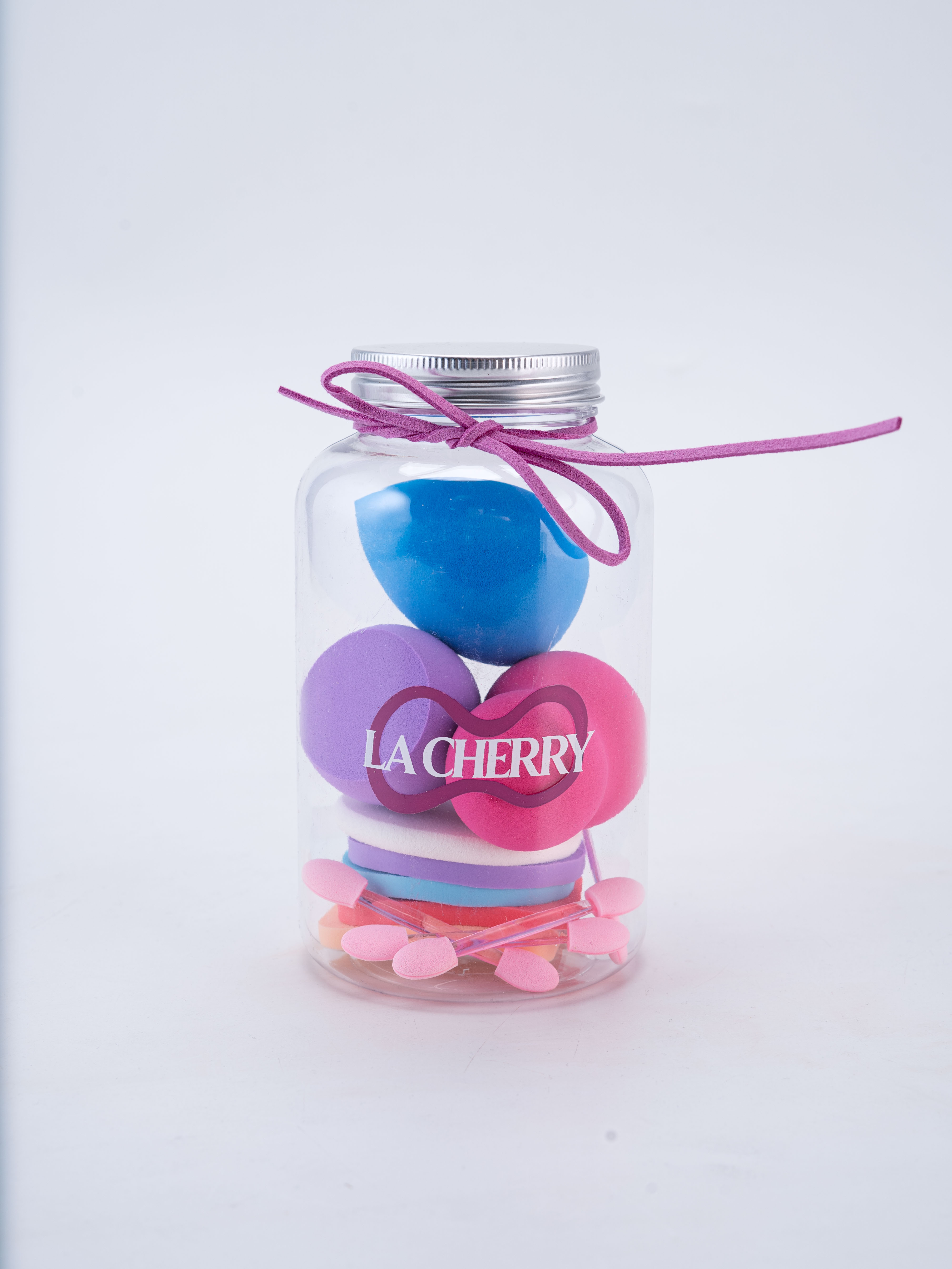 LA CHERRY makiyaj uchun sponj va aplikatorlar to'plami, bankada, 12 dona - 