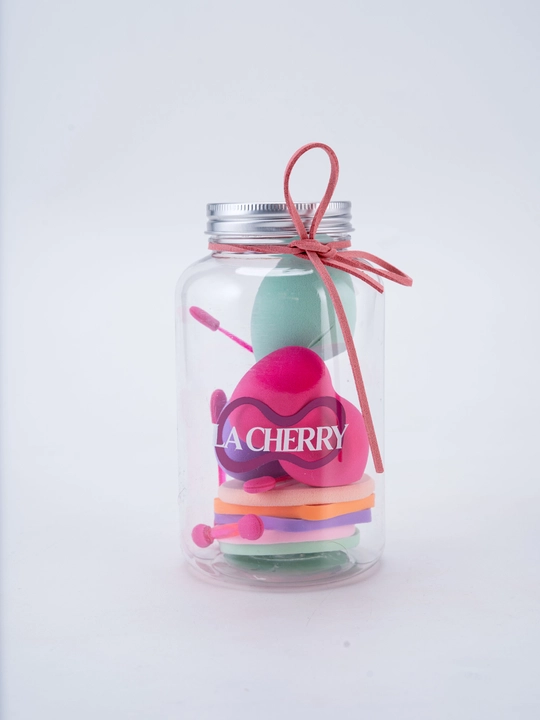 LA CHERRY makiyaj uchun sponj va aplikatorlar to'plami, bankada, 12 dona - 