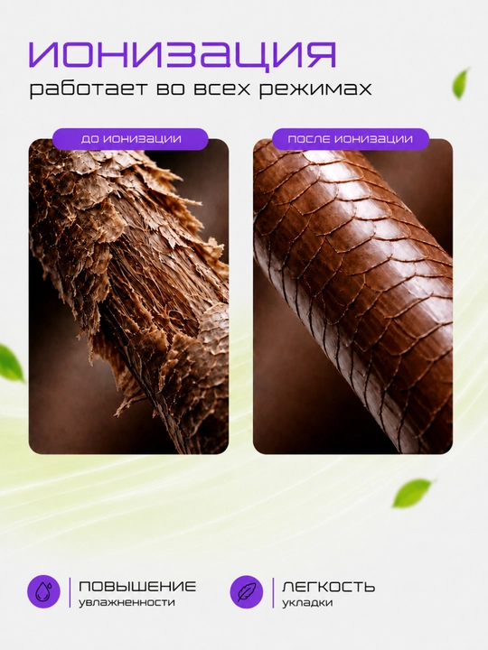 Фен для волос высокоскоростной, 110000 об/мин, 1600W, ионизация, детский режим