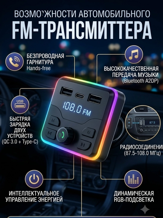 ZARYAD FM transmitter Bluetooth,