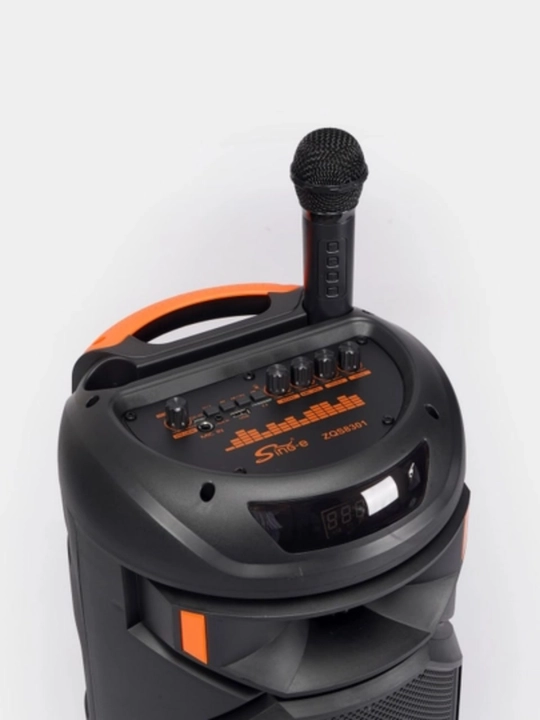 Kolonka, bluetooth simsiz portativ karnay, karaoke, RGB yoritgich va mikrofon, ZQS-8301
