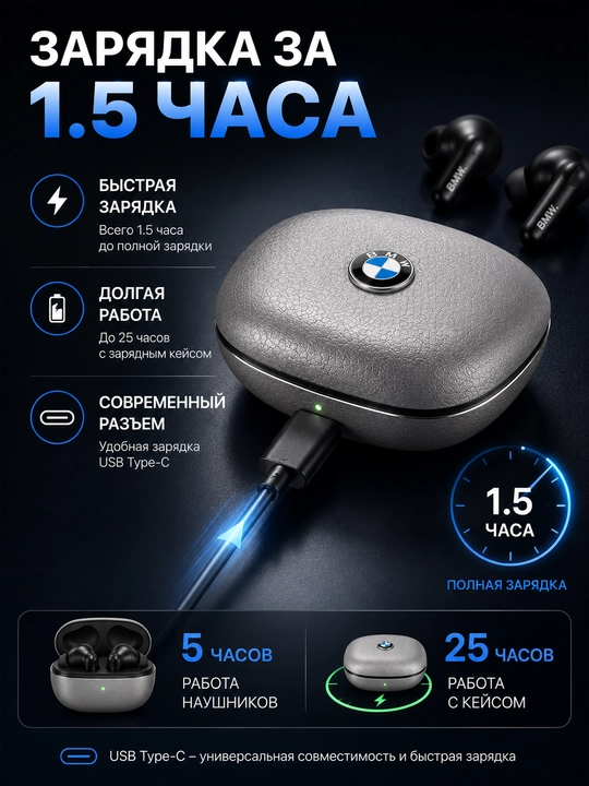 Simsiz quloqchinlar BMW M TWS, Bluetooth 5.4, HD qo‘ng‘iroqlar, sensorli boshqaruv