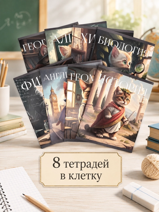 A5 formatda fan daftarlar to‘plami, 48 bet, katak va chiziqli, 10-12 dona, qo‘llanma bilan