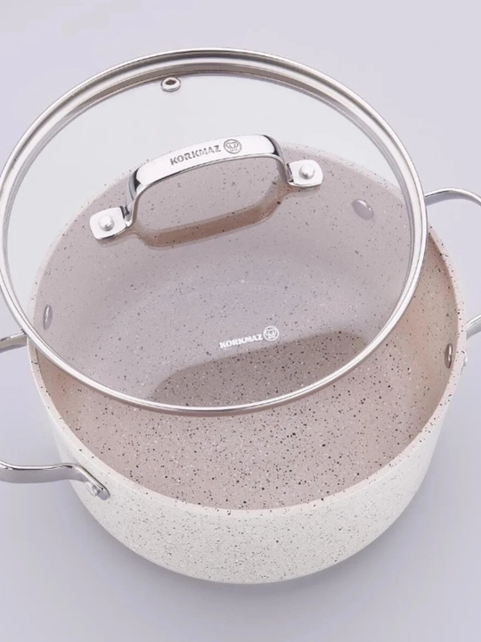 Korkmaz Granita Granit Qozon – Yopishmaydigan Qoplamali, Induksion Plita Uchun Mos - 