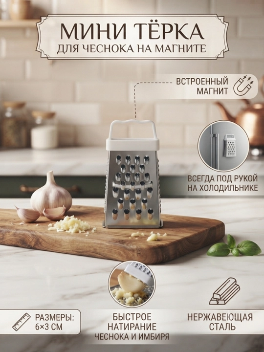 Пресс для чеснока, чеснокодавка металлическая, измельчитель чеснока - 