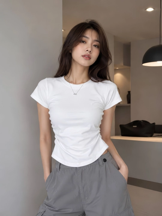 Top krop, slim fit, krop futbolka, top ayollar va qizlarimiz uchun, beli qisqa top