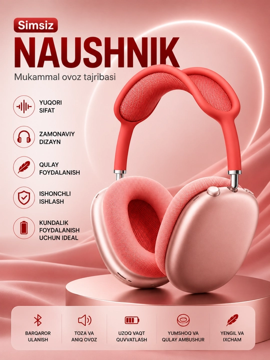 Shovqinni kamaytirish va mikrofonli premium simsiz Bluetooth Hi-Fi Stereo quloqchinlari - 