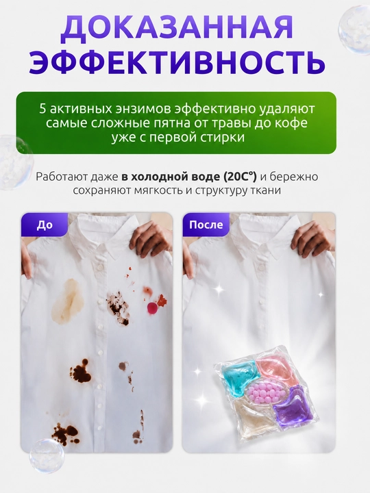 Капсулы для стирки, кондиционер и отбеливатель, 100 шт