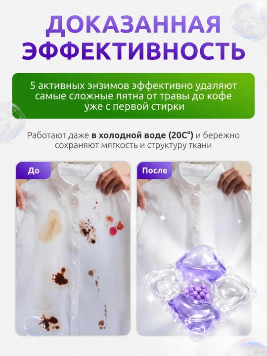 Капсулы для стирки, кондиционер и отбеливатель, 100 шт