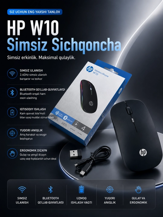 Simsiz Gaming Sichqoncha | RGB | Sozlanadigan DPI | Ergonomik | Kompyuter va Noutbuk uchun - 