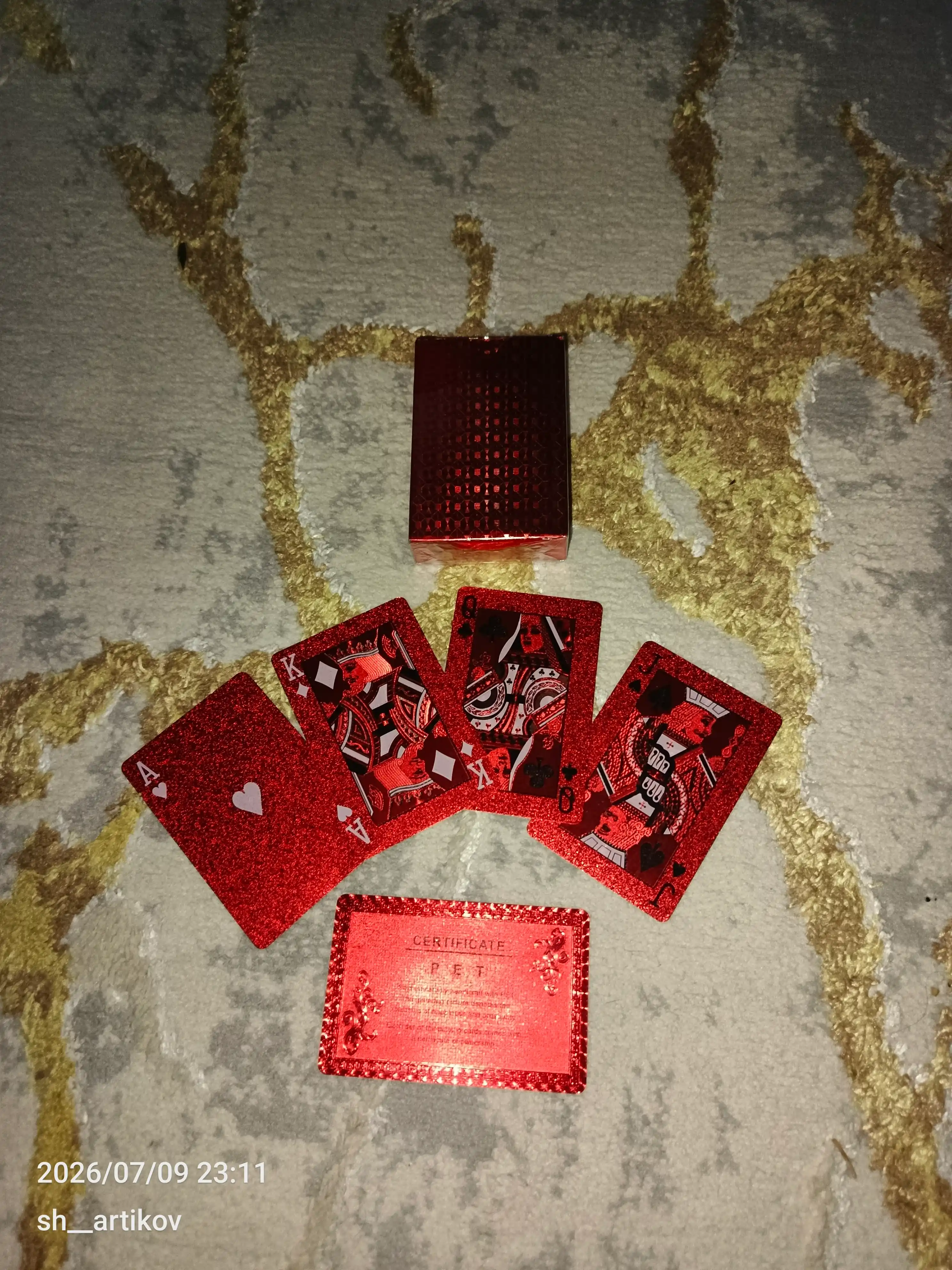 Ko'p rangli kartalar, poker, fokuslar, boshqa o'yinlar uchun, plastik, 1 to'plamda 54 dona