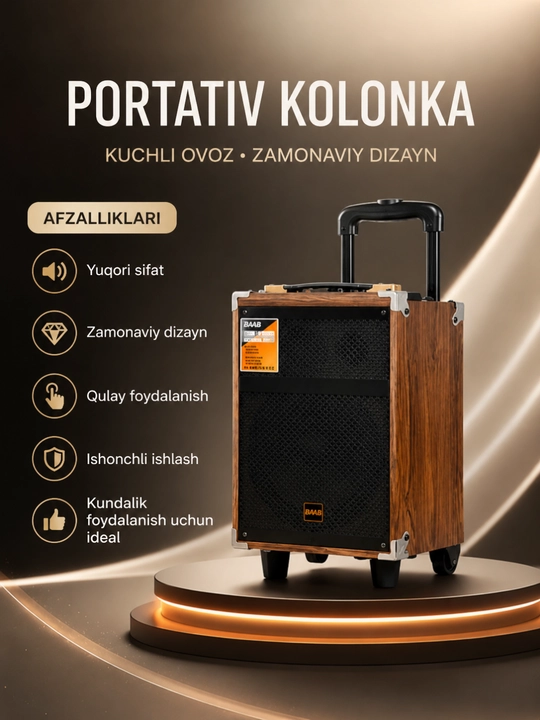 Simsiz mikrofon va DU pulti bilan jihozlangan ko‘p funksiyali Bluetooth karaoke karnay - 