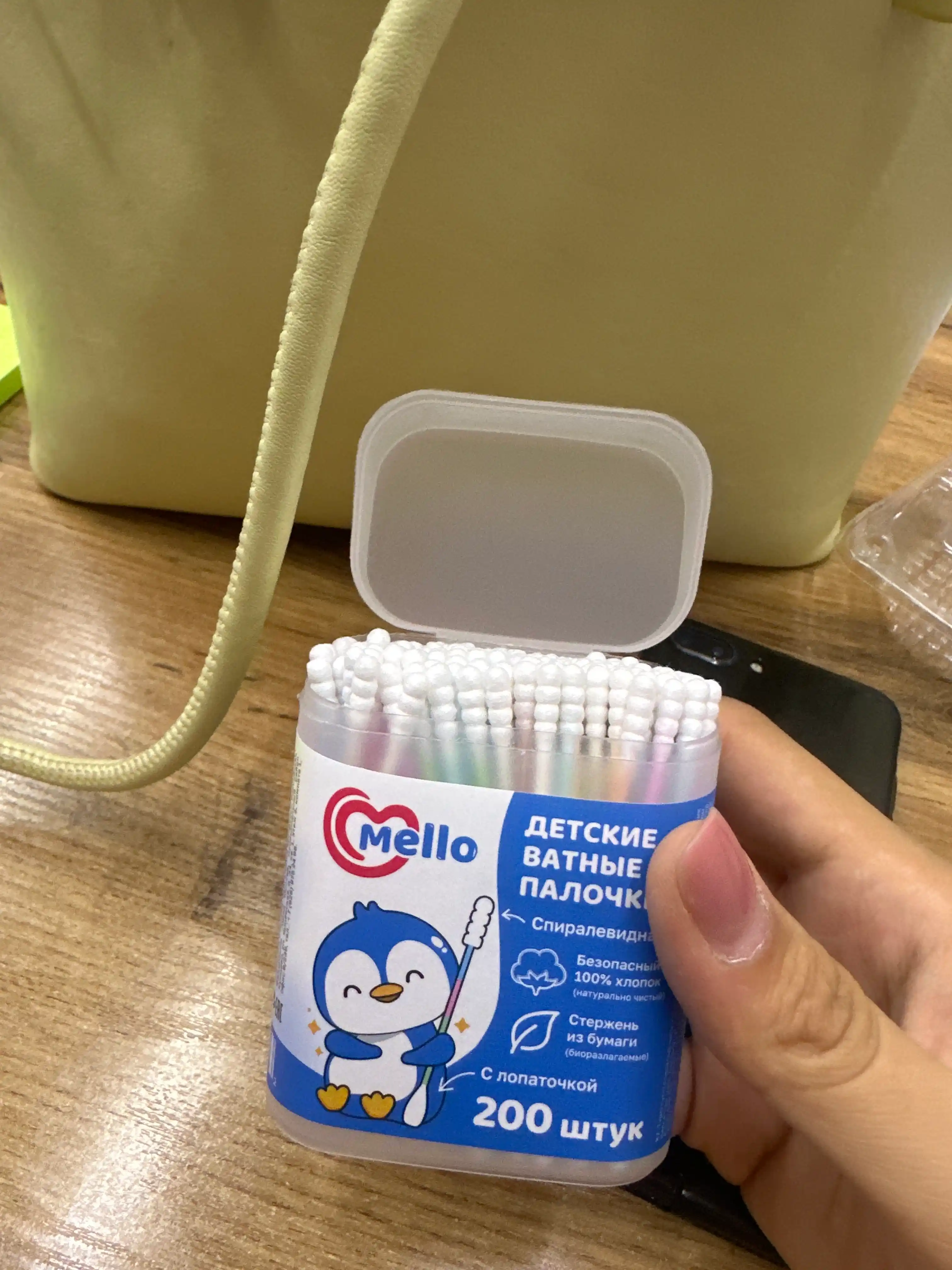 Mello spiralsimon paxtali tayoqchalari, kurakchali, 200 dona