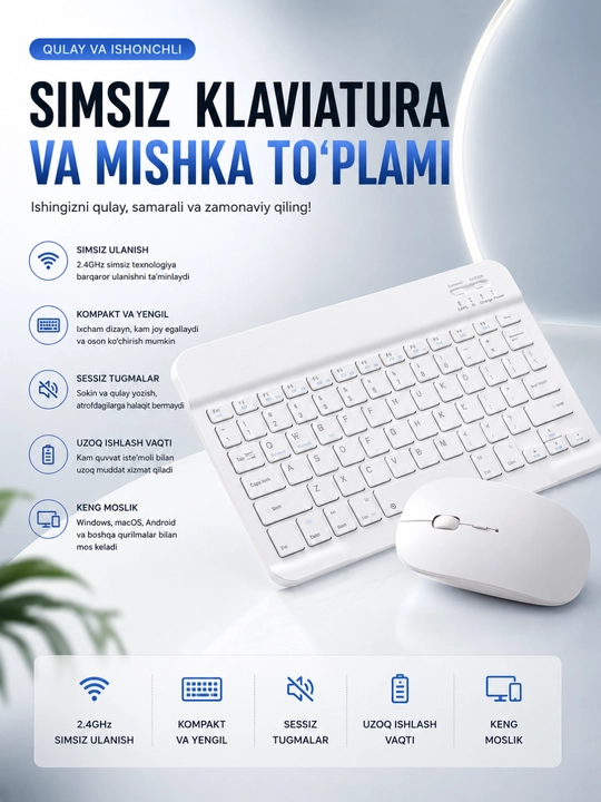 Simsiz klaviatura va sichqoncha to‘plami 2.4GHz USB - 