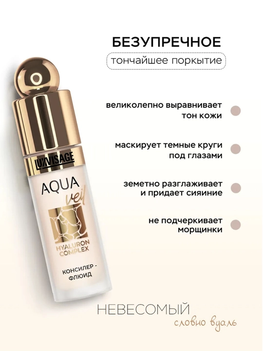 Консилер, корректор флюид Luxvisage AQUA veil HYALURON COMPLEX, для лица  4.5 гр