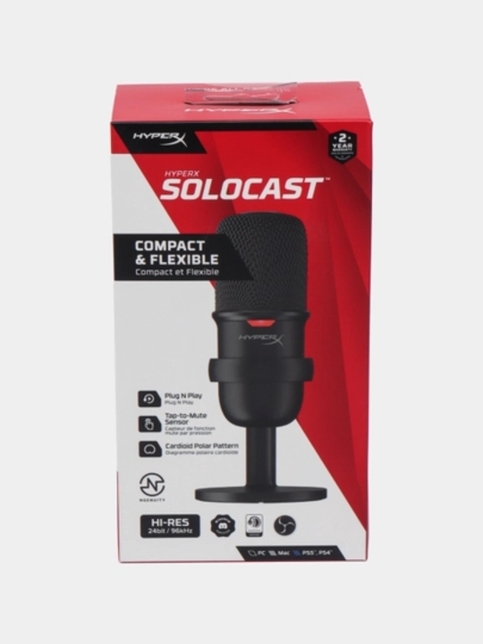 HyperXSoloCastUSBkondensatorlimikrofono‘yinlar,podkastlarvayozuvlarnistriming qilish uchun