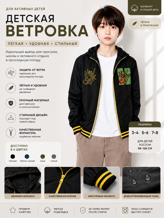 Ветровка с капюшоном для детей - 