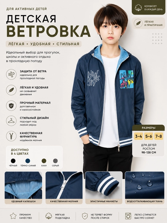 Ветровка с капюшоном для детей - 