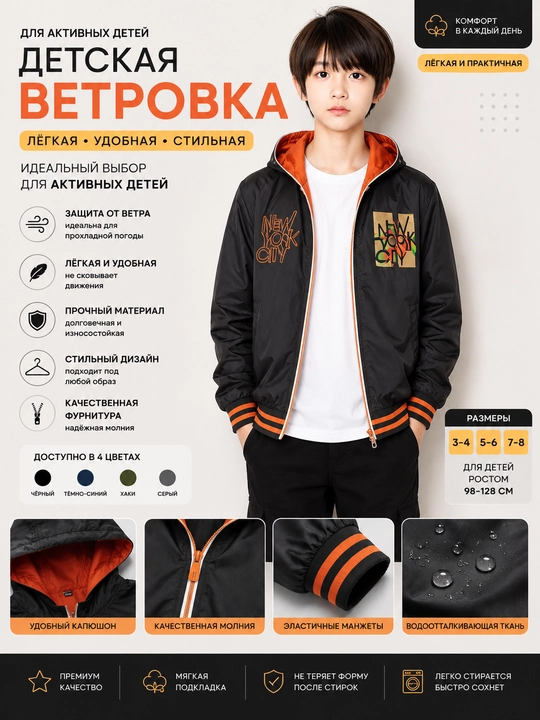 Ветровка с капюшоном для детей - 