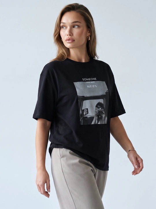 Ayollar uchun printli futbolka katta o‘lchamlar – ELLY FASHION