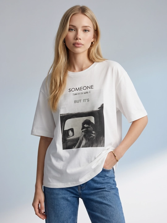 Ayollar uchun printli futbolka katta o‘lchamlar – ELLY FASHION