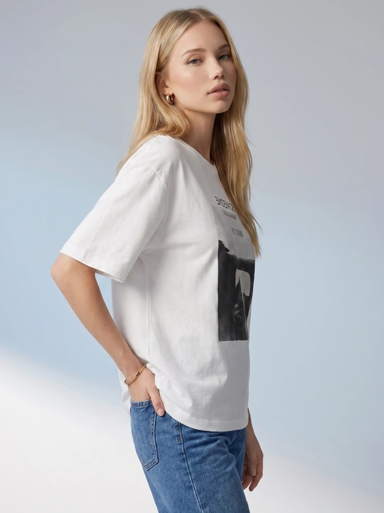 Ayollar uchun printli futbolka katta o‘lchamlar – ELLY FASHION
