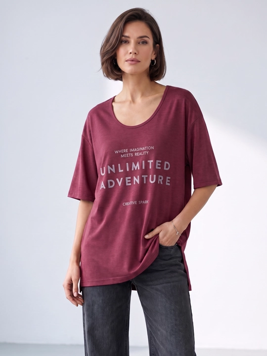 Ayollar uchun printli futbolka katta o‘lchamlar – ELLY FASHION