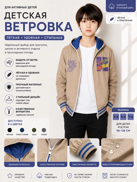 Ветровка с капюшоном для детей - 