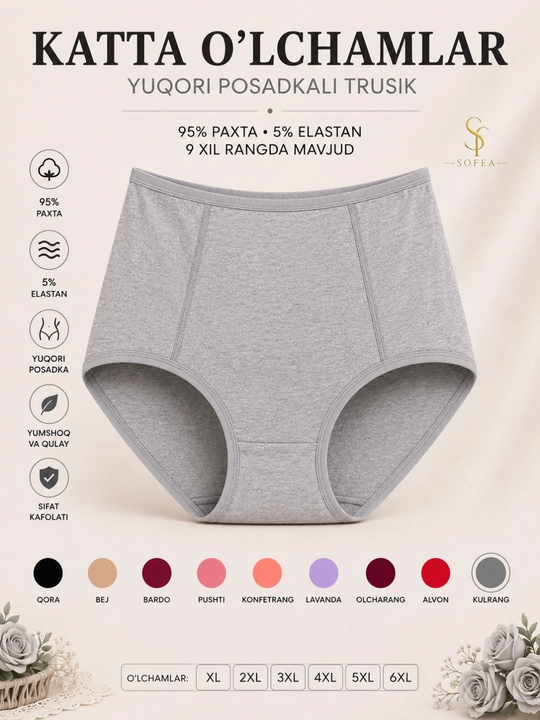 Женские трусы, хлопок, высокая посадка, трусы больших размеров, XL-6XL - 