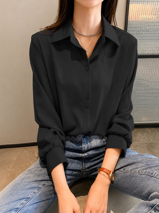 Ayollar klassik ko‘ylagi, uzun yengli bluzka, ofis uchun rubashka — ELLY FASHION