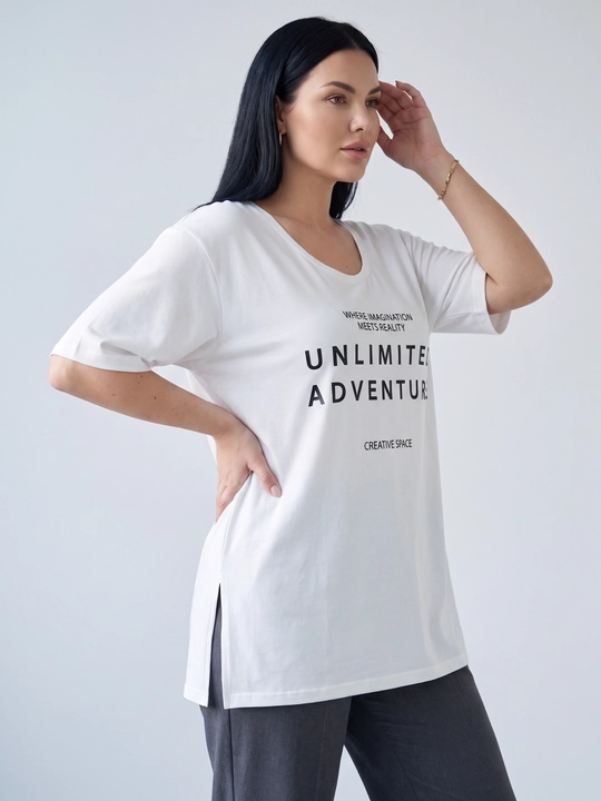 Ayollar uchun printli futbolka katta o‘lchamlar – ELLY FASHION