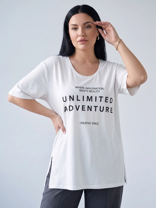 Ayollar uchun printli futbolka katta o‘lchamlar – ELLY FASHION
