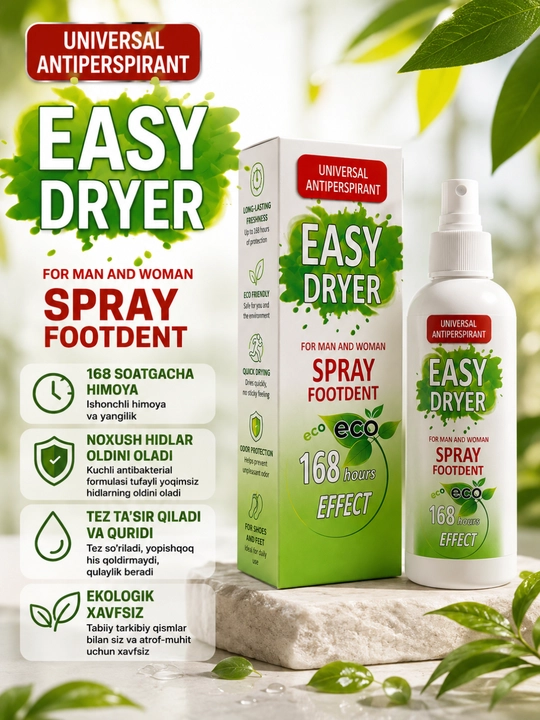 EASY DRYER — oyoq va qo‘ltiqdagi ortiqcha terlash hamda noxush hidlarga qarshi ishonchli - 