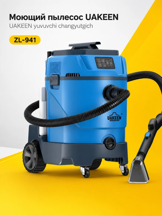 Моющий пылесос Uakeen ZL-942 Steam CarpetCleaner с аквафильтром для сухой и влажной уборки
