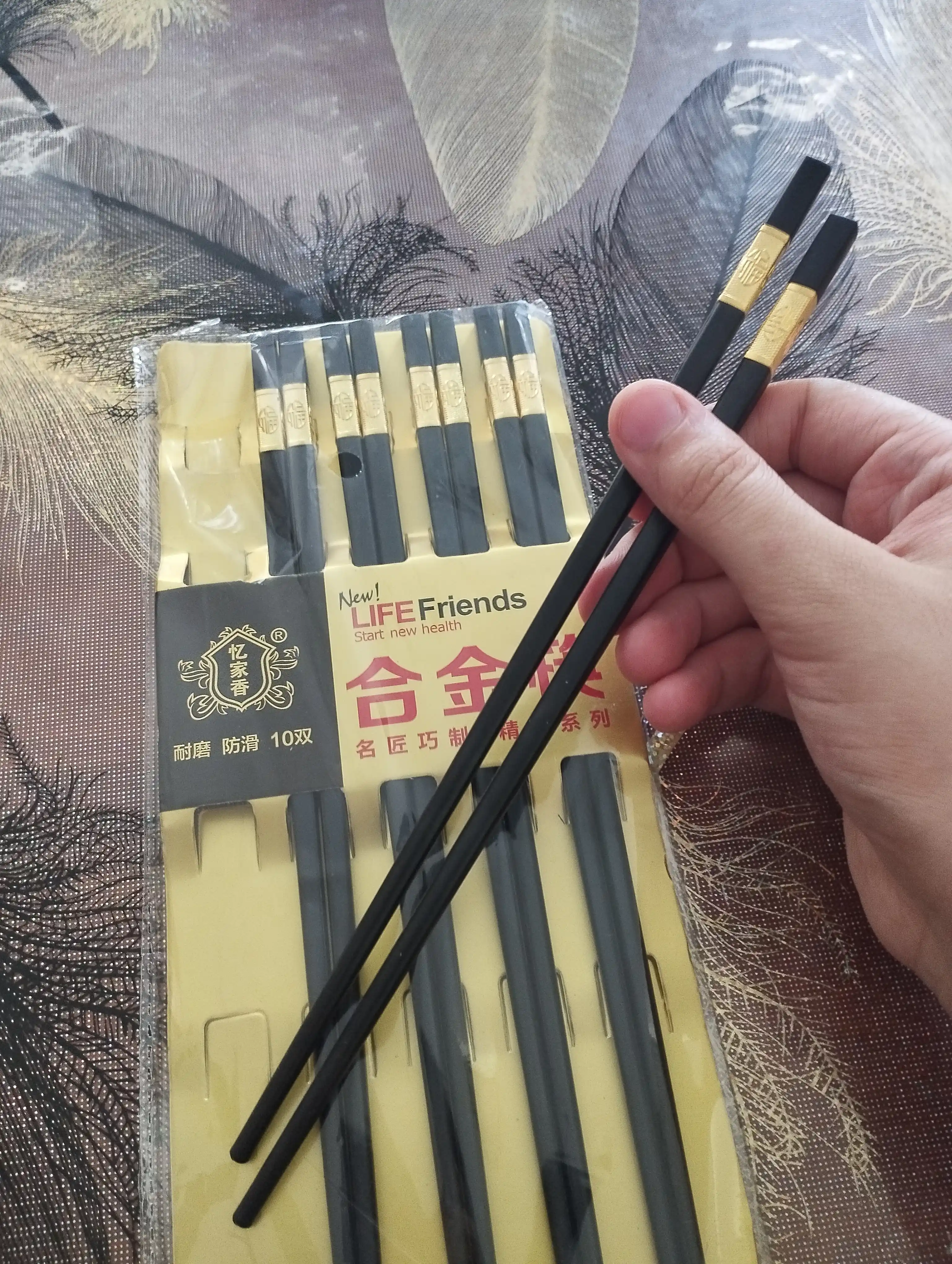 Ko'pmartalik xitoy tayoqchalar -5 juft, bambuk metal plastikdan, sushi ramyon rollar uchun