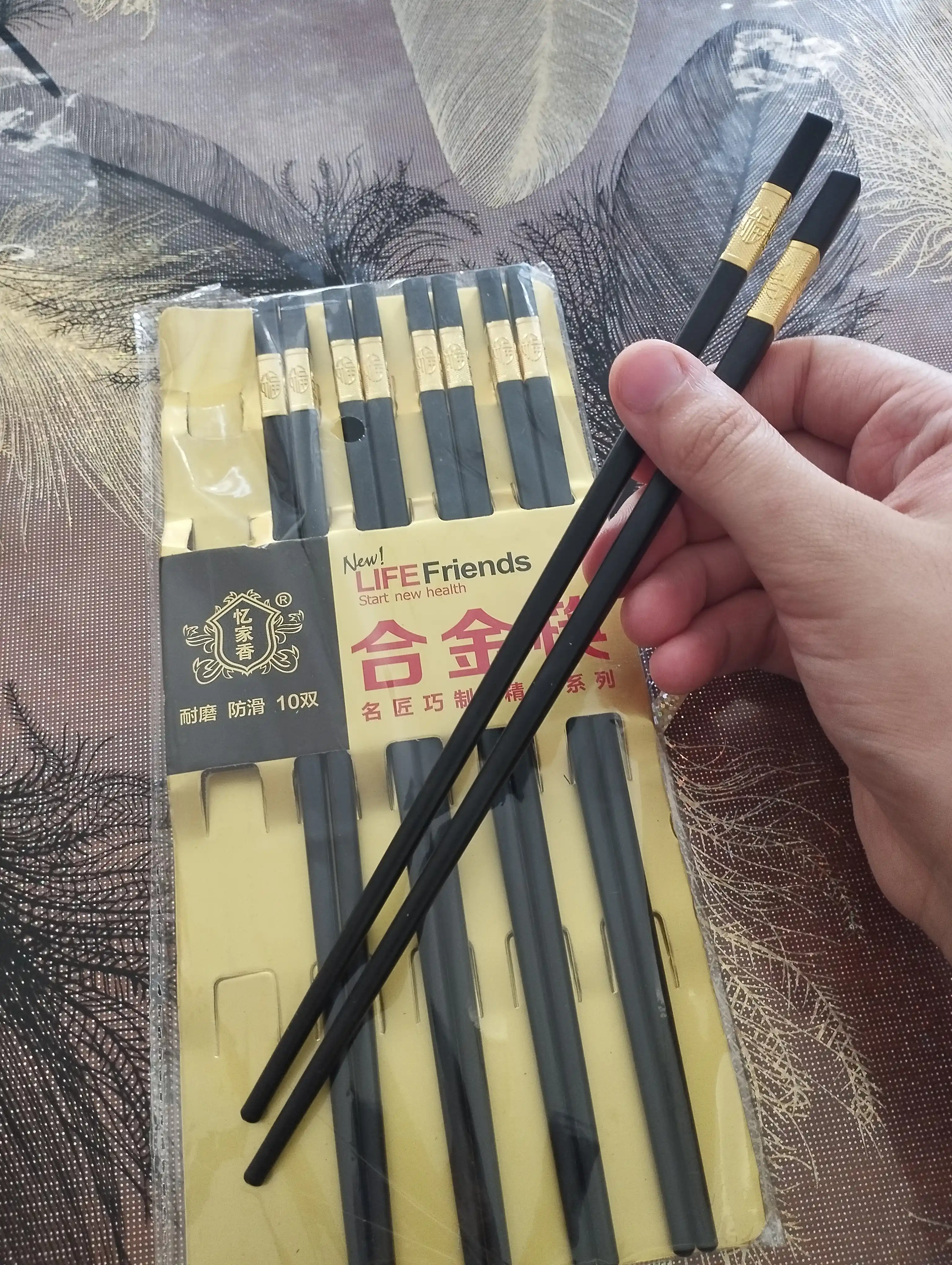 Ko'pmartalik xitoy tayoqchalar -5 juft, bambuk metal plastikdan, sushi ramyon rollar uchun