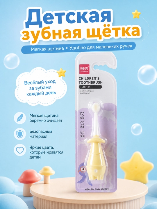 2-8 yoshli bolalar uchun Little Penguin yumshoq tukli tish cho'tkasi - 