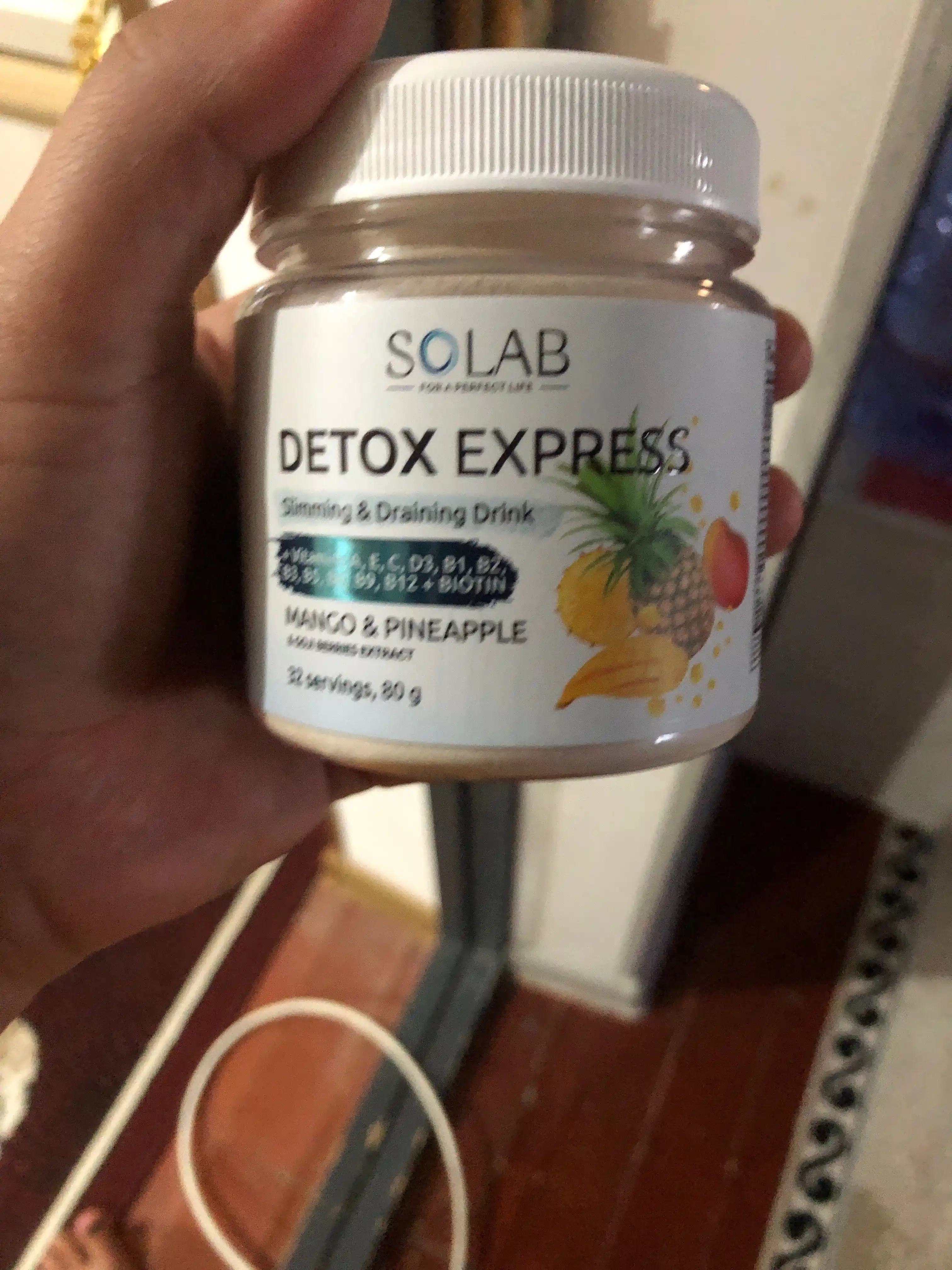 Ozish uchun detoks kokteyli, SOLAB, Goji ekstrakti, Mango-ananas ta’mi, 32 porsiya