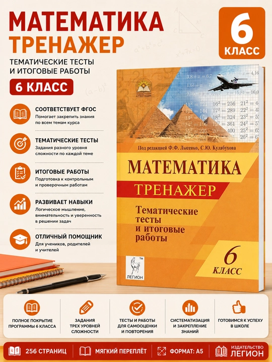 Математика Тренажер 6 класс, Тематические тесты и итоговые работы, Ф.Ф.Лысенко - 
