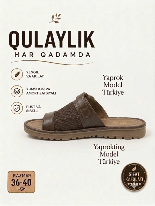 Yengil va yumshoq yozgi sandal, ayollar uchun anatomik model