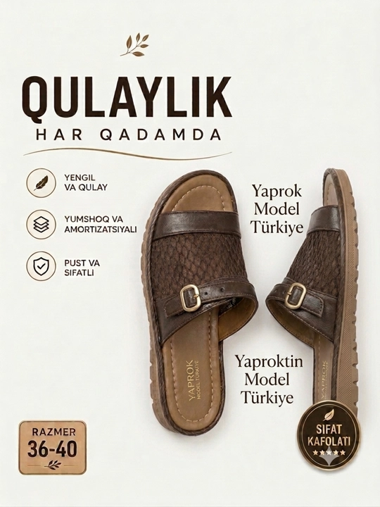 Yengil va yumshoq yozgi sandal, ayollar uchun anatomik model