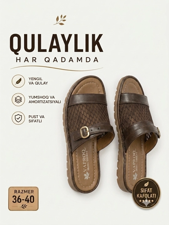 Yengil va yumshoq yozgi sandal, ayollar uchun anatomik model