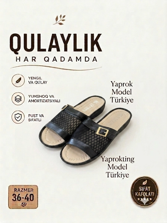 Yengil va yumshoq yozgi sandal, ayollar uchun anatomik model